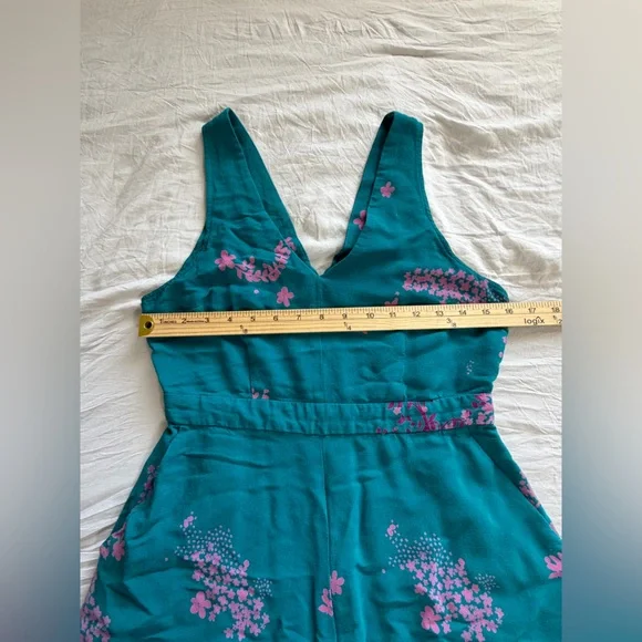 Maeve Anthropologie Womens Turquoise Floral V-Neck Wide Leg
Andalusia Jumpsuit 6 - Picture 5 of 9